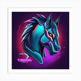 Neon Horse Head Art Print