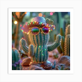 Cactus With Lights 3 Art Print