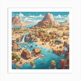 Ibra Animated Town In The Middle Of The Desert Surrounded By La Bed5a466 7fa7 41ea A206 4418995521e6 Art Print