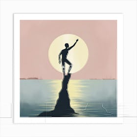 Man On A Rock Art Print