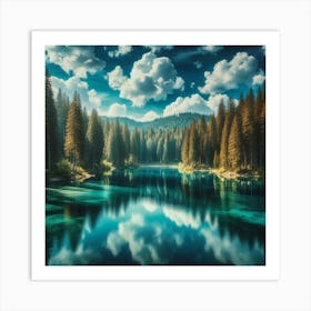 Lake In The Forest 4 Art Print