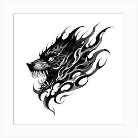 Wolf Head Tattoo 8 Art Print