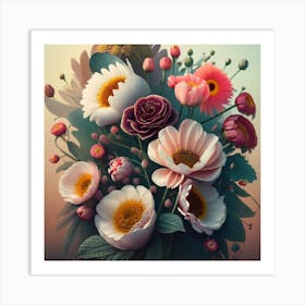 A Picture Of Some Flowers On A White Background Art Print