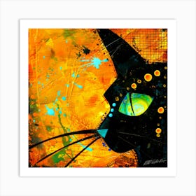 Meow - Meow- Black Cat Purr Art Print