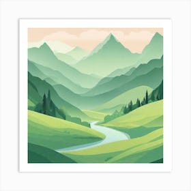 Misty mountains background in green tone 8 Art Print