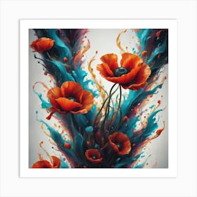 Poppies Shining Flowers Art Print