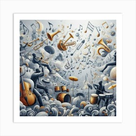 Jazz Musicians In The Clouds Art Print