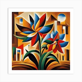 Urban Flower Cubism Art Print