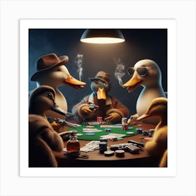 Ducks Playing Poker Art Print