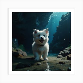 Dog In The Water Art Print