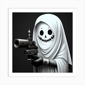 Skeleton Holding A Gun Art Print