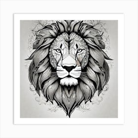 Lion Head Tattoo 3 Art Print