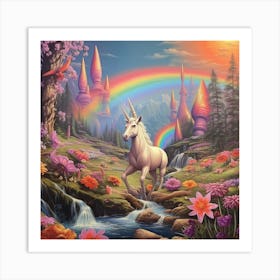 Unicorn In The Forest Art Print