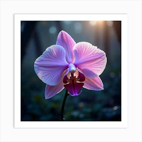 A Radiant Orchid With Petals Like Shards Of Sparkling Crystal Blooming In A Mystical Garden Art Print