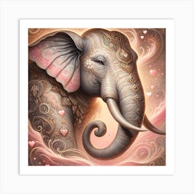 Elephant With Hearts 1 Art Print