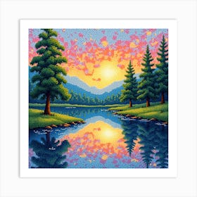 Sunset By The Lake Art Print