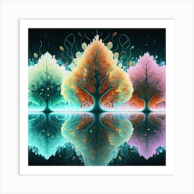 Three Colorful Trees in neon colors 14 Art Print