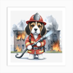 Beagle Firefighter Art Print