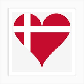 Heart Love Flag Denmark Red Cross Europe Art Print