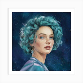 Blue Haired Girl 1 Art Print