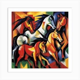 Horses In The Field Art Print