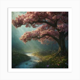 Cherry Blossom Tree The Magic of Watercolor: A Deep Dive into Undine, the Stunningly Beautiful Asian Goddess Art Print