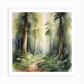 Watercolor Of A Forest 1 Art Print