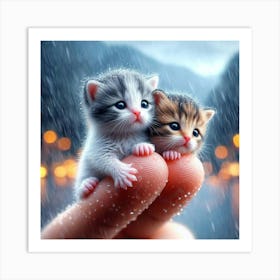 Kittens In The Rain 11 Art Print