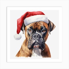 Boxer Dog With Santa Hat 5 Art Print