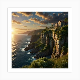 Sunset On The Cliff Art Print