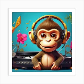 Monkey Dj Art Print