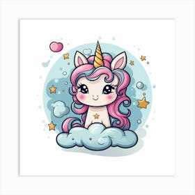 Unicorn With Rainbow Mane 45 Art Print