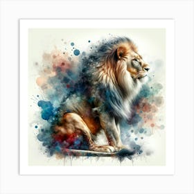 Lion watercolour Art Print