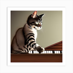 Kitten Playing Piano Art Print