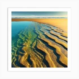 Liquid Sand, Golden Ripples on the Beach 1 Art Print