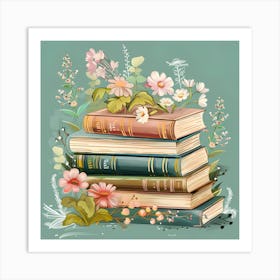 Wildflower Antique Books And Flowers 5 Art Print