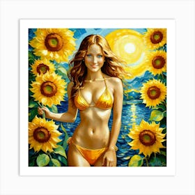 Sunflower Girl hjj Art Print