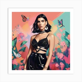 dua lipa colourful art print portrait 1 Art Print