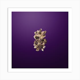 Gold Botanical Hairy Leaved Black Hawthorn on Royal Purple n.4089 Art Print