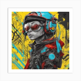 Andy Getty, Pt X, In The Style Of Lowbrow Art, Technopunk, Vibrant Graffiti Art, Stark And Unfiltere (30) Art Print