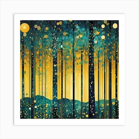 Gustav Klimt forest at night 1 Art Print