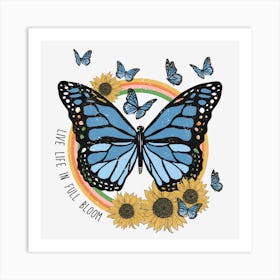 Butterfly With Sunflowers Art Print