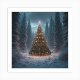 Christmas Tree In The Forest 30 Art Print