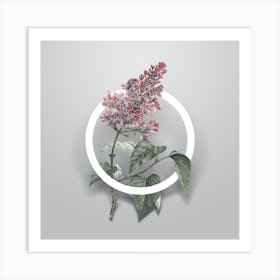 Vintage Common Pink Lilac Plant Minimalist Floral Geometric Circle on Soft Gray n.0292 Art Print