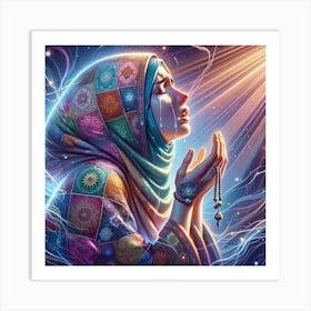 Girl worship her God Art Print