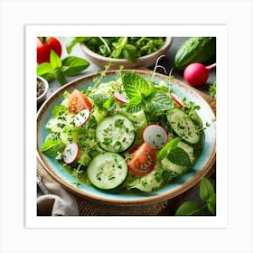 A Close Up Of A Cooling, Herb Infused Dish, Featur Art Print