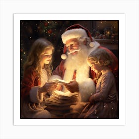 Santa Claus Reading To Children Art Print