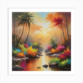 Sunset River Art Print Paintings Art Print