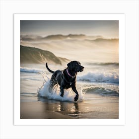 happy black labrador Art Print