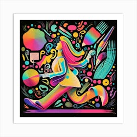 'The Artist', a running girl, illustration Art Print